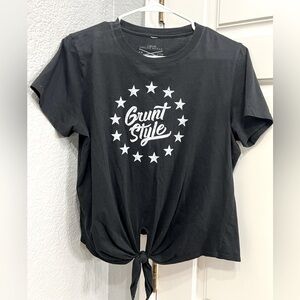 Grunt Style Black Short Sleeve Tie-Front Tee